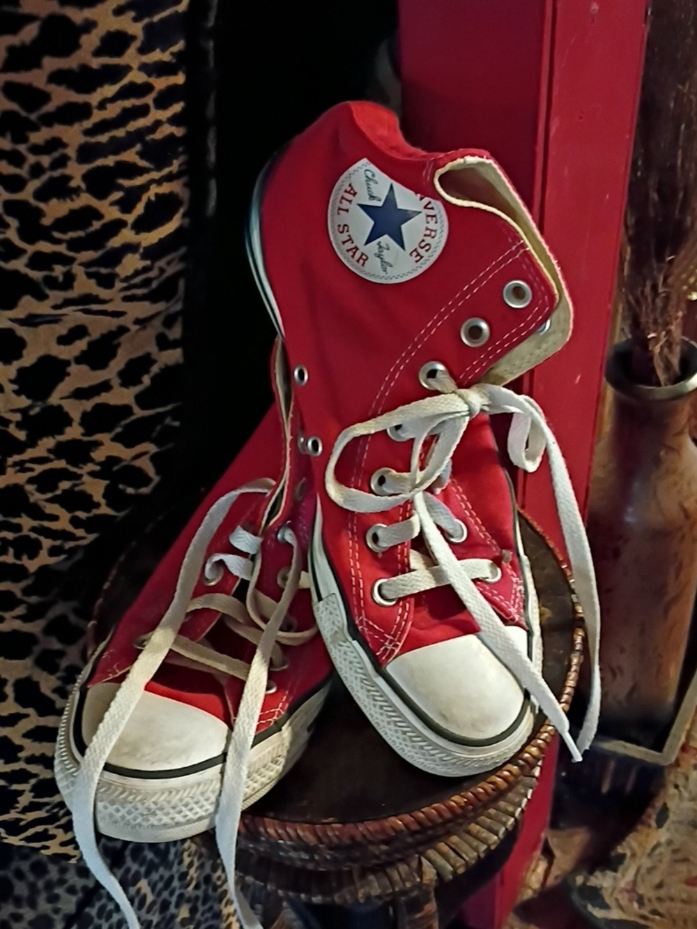 Converse Kids Red High-Top Sneakers with White Accents